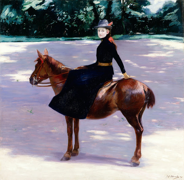 Mademoiselle Meuriot sur son poney 1889