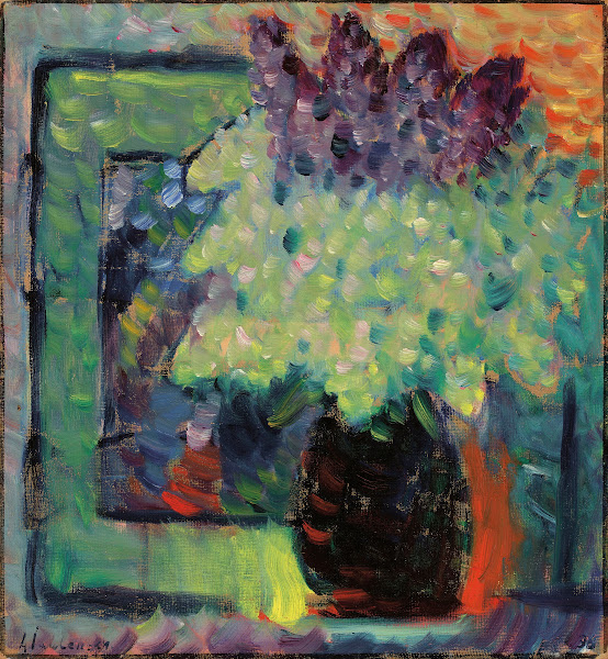 Grosses Stilleben Fliederstrauss in Vase 1936