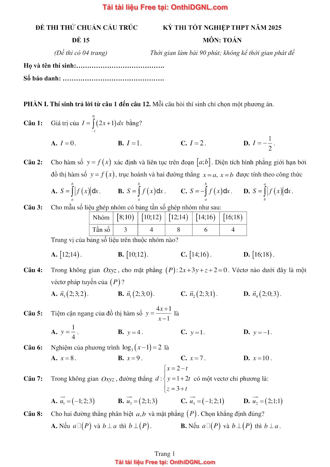 32 đề phát triển minh họa môn toán - có đáp án