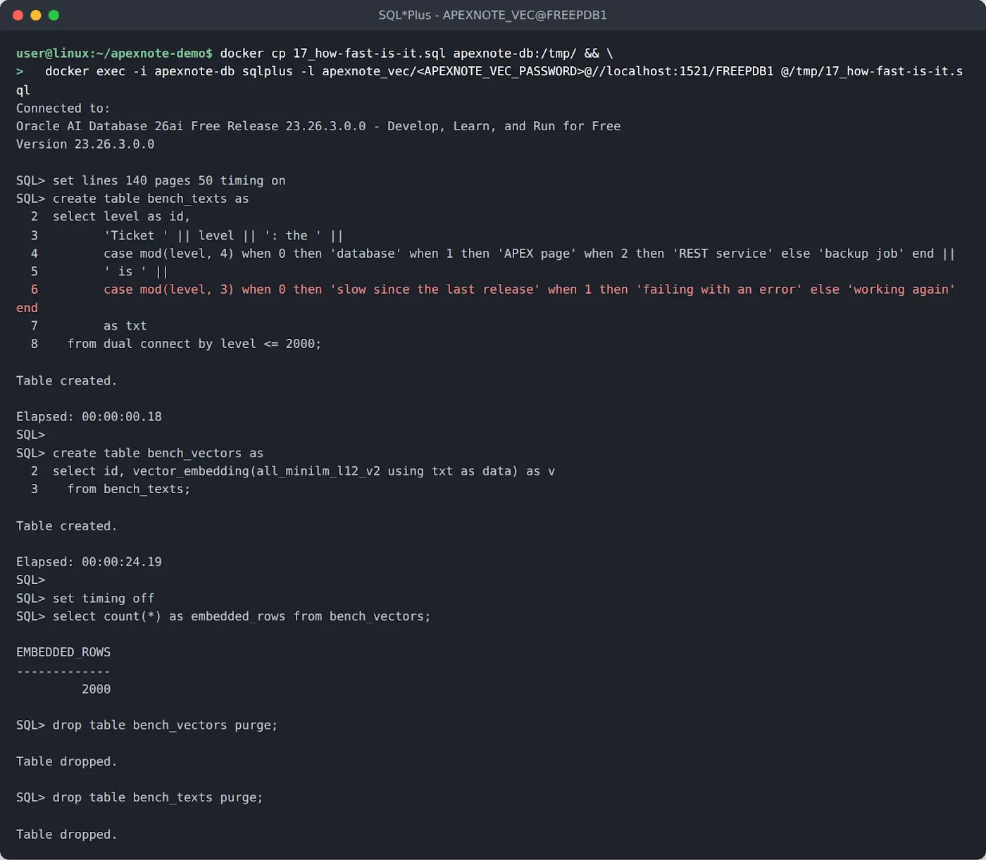 2000 rows embedded in 24.19 seconds