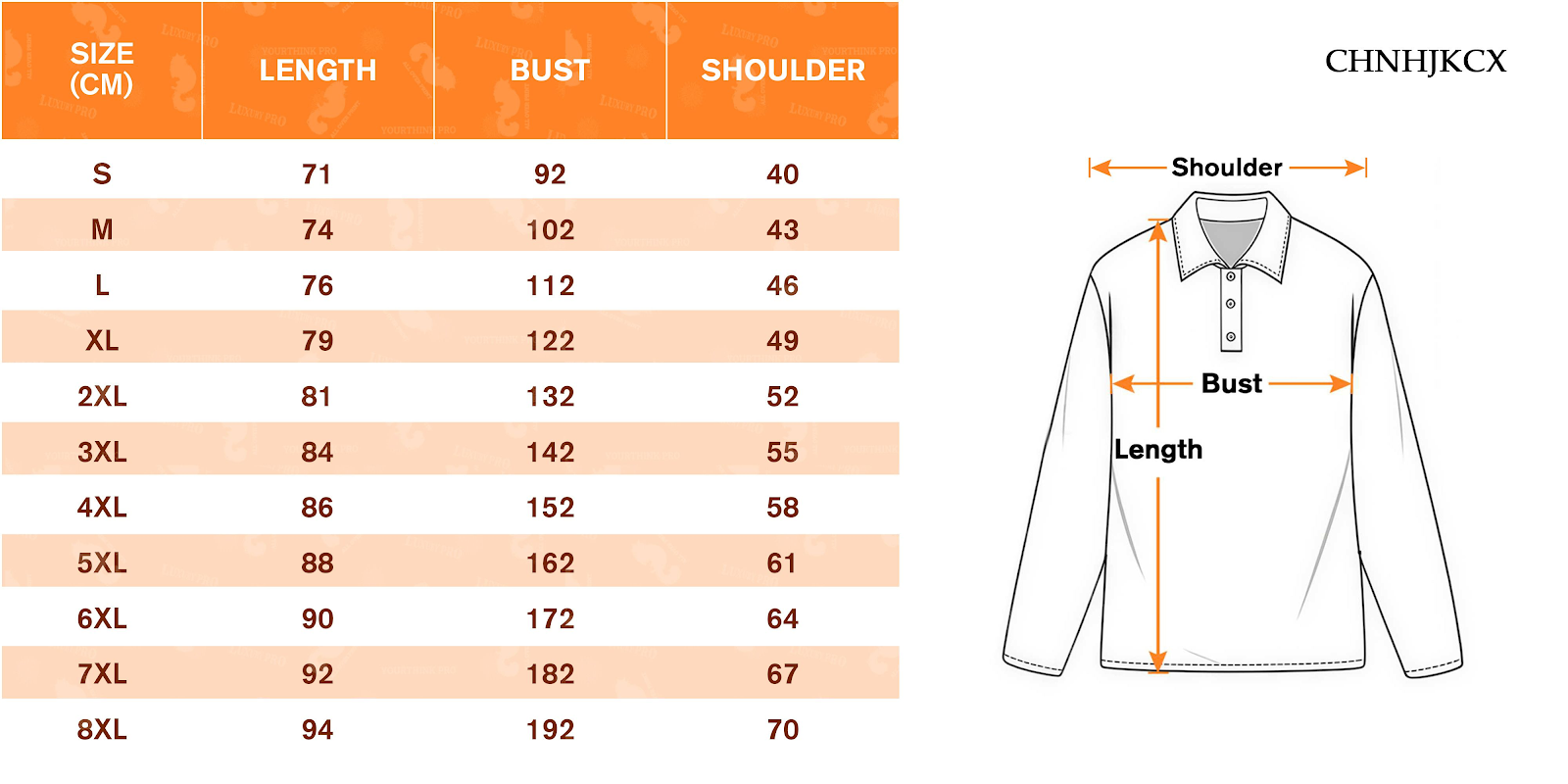 AOP CHN Pearl Button Long Sleeve Polo Shirt