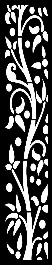 Stylized Bamboo Stalk with Leaves and Berries Pattern Free SVG for Laser Cutting