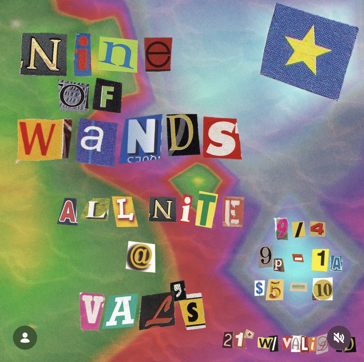 Flyer for Nine of Wands All Nite