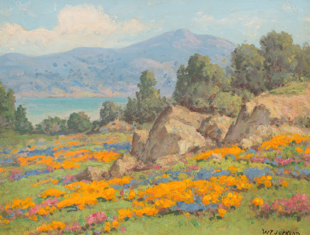 Coastal View with Poppies and Lupine