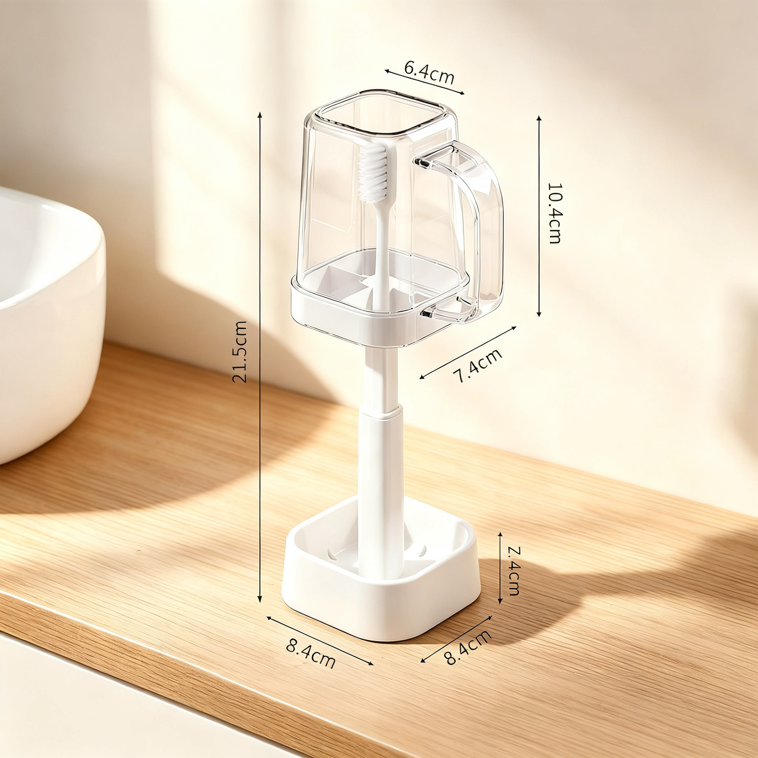 Zahnputzbecher mit verstellbarer Höhe, modernes Design