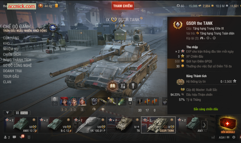 Acc WoT PC 4 tank cấp 10 có IS-7, T62A, BC 25T, AMX 30B, 16k...