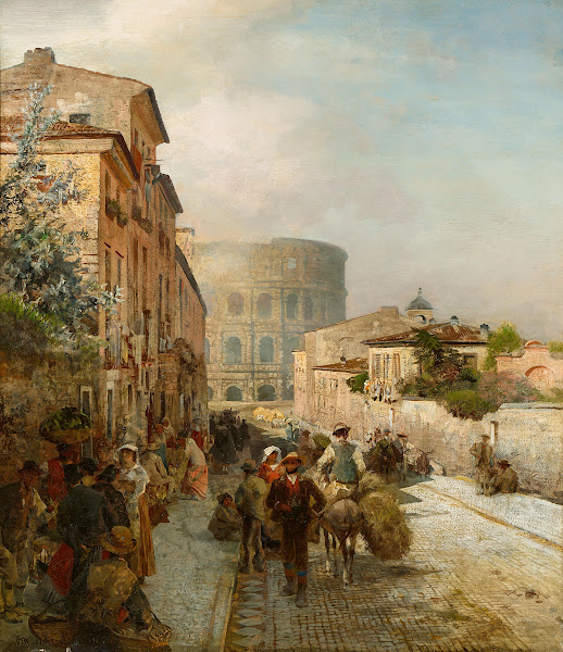 Straße in Rom mit Blick auf das Kolosseum 1880s
