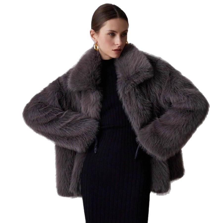 Elegante Damen-Kunstpelzjacke in Unifarben