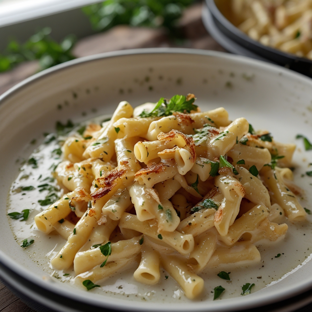 One Pot Creamy Garlic Pasta - Easy Weeknight Comfort Food finished