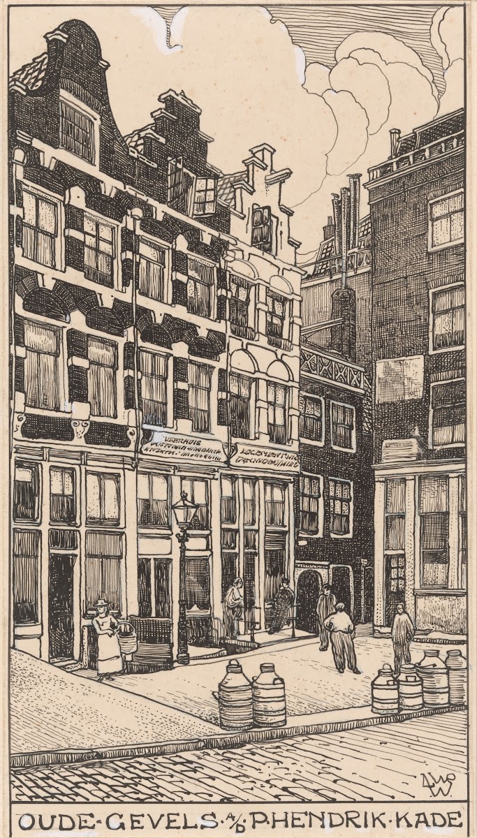 Oude gevels aan de Prins Hendrik Kade te Amsterdam 20th century