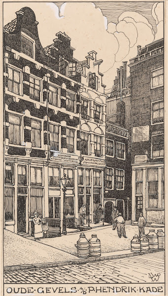 Oude gevels aan de Prins Hendrik Kade te Amsterdam 20th century
