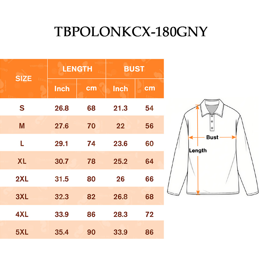 AOP Generic Button Long Sleeve Polo Shirt - 180G Bird's Eye Mesh