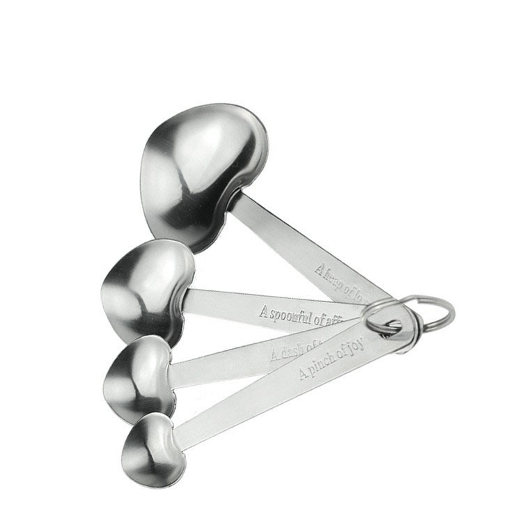 4-piece Measuring Spoon Set Heart Shape, Stainless Steel