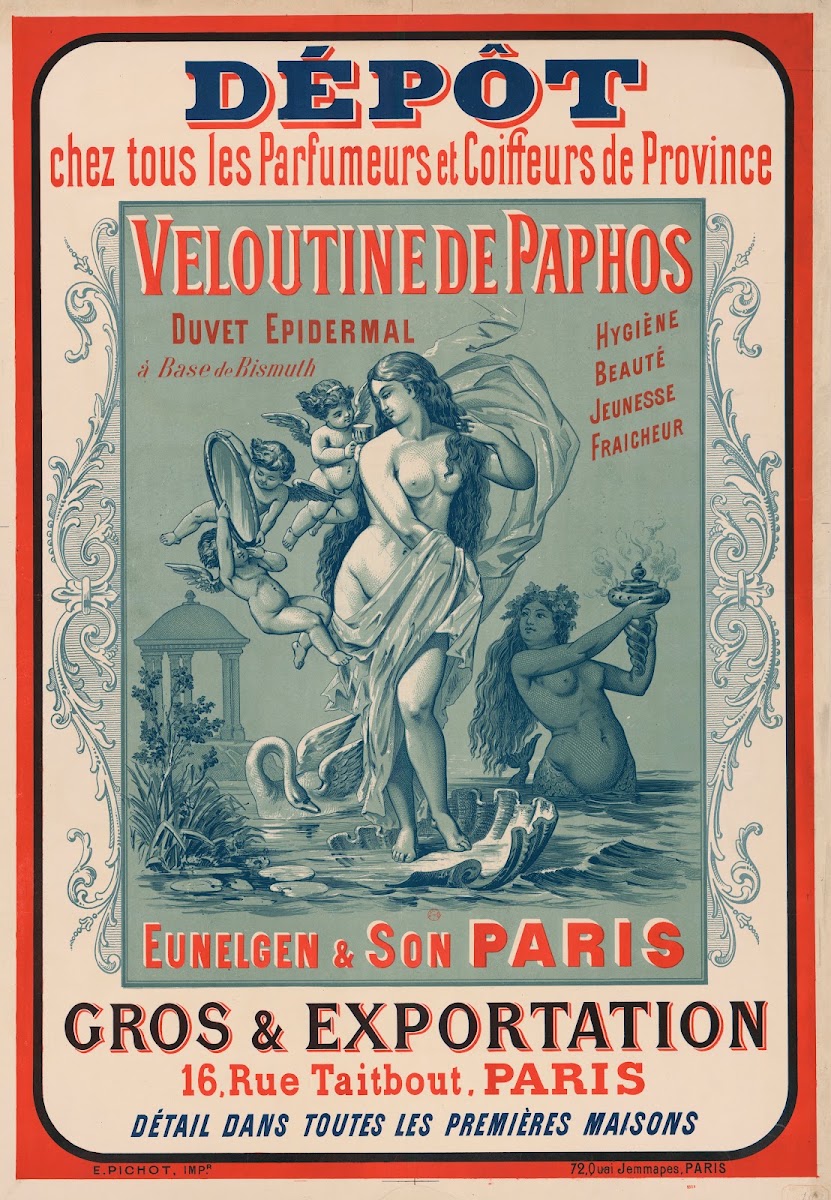 Dépôt chez tous les parfumeurs et coiffeurs de province Veloutine de Paphos 1893