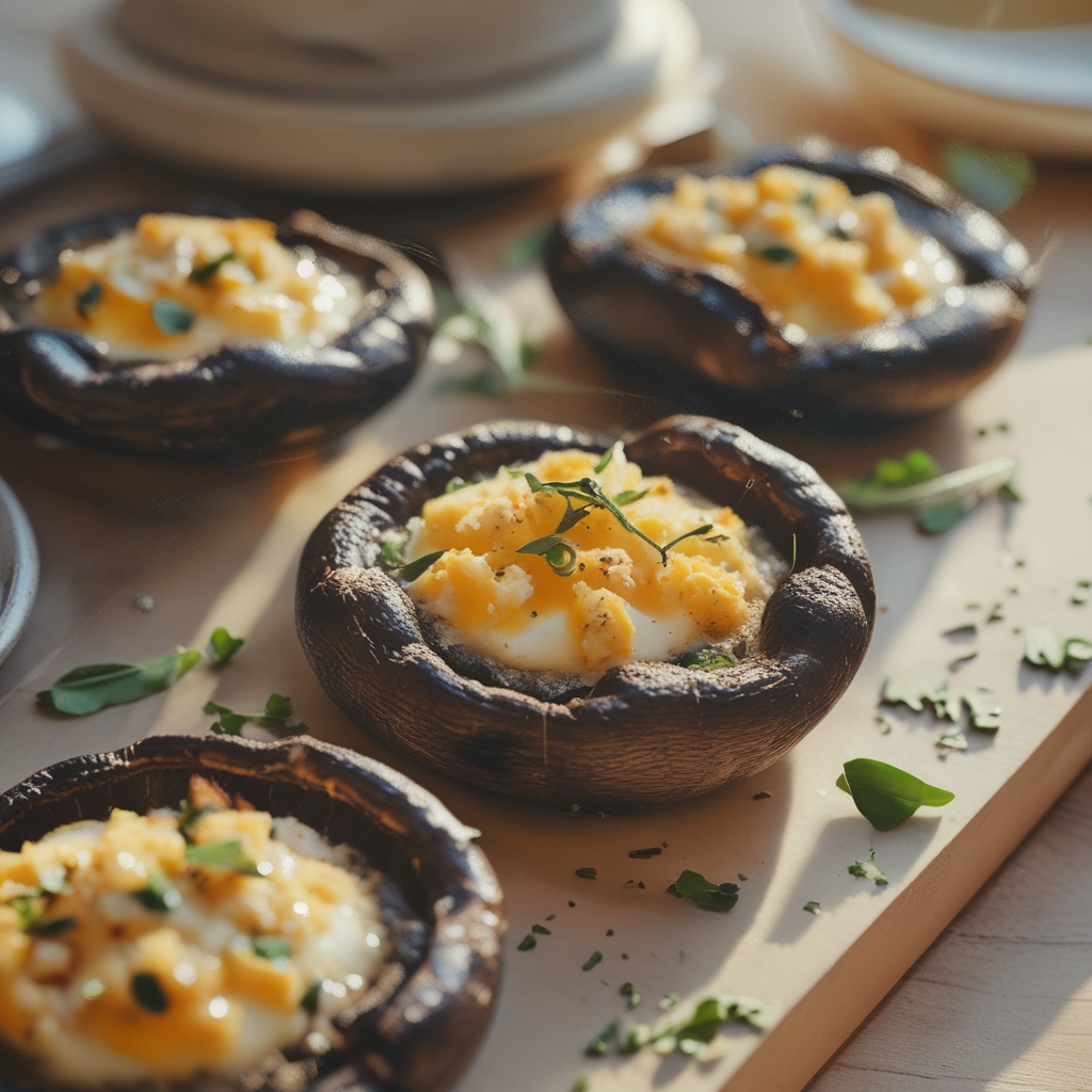 Mediterranean Egg-Stuffed Portobello Power Caps