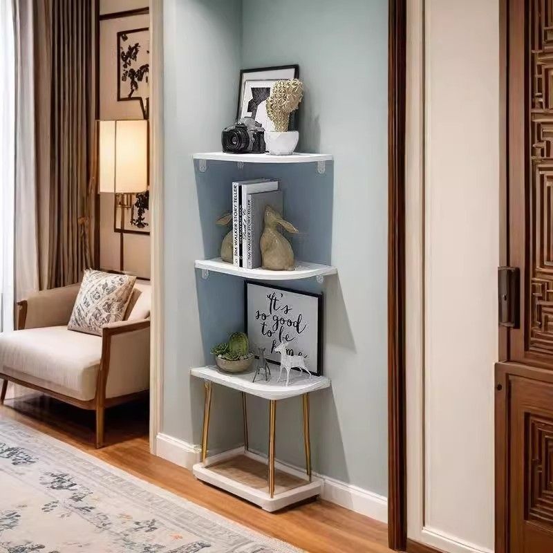 Corner wall shelf made of dense plywood, multi-layer