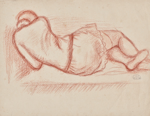Thérèse au repos couchée dans latelier vêtue 1922