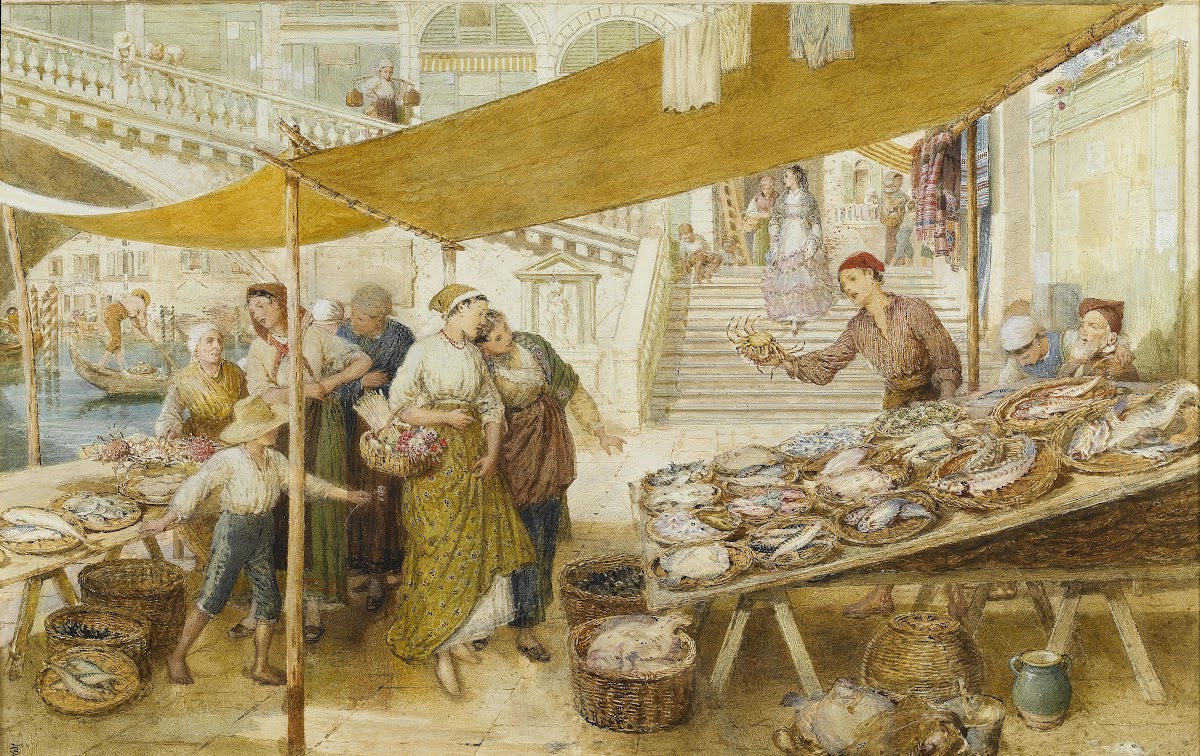 The Fish Market On The Steps Of The Rialto Bridge