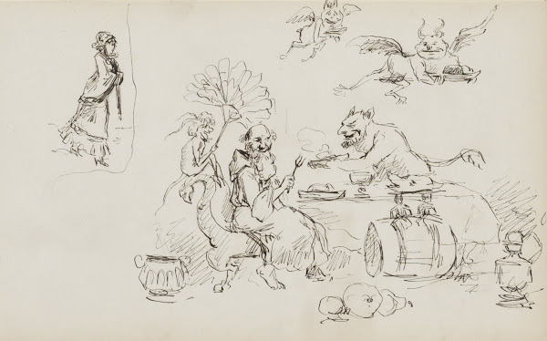 Monnik verleid door duivels 1880