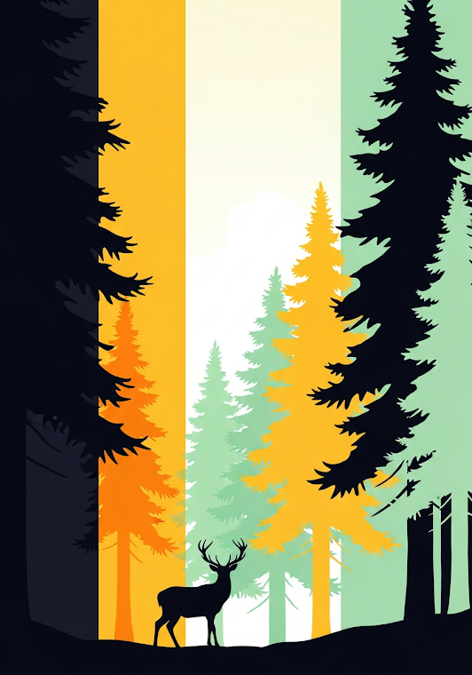 Forest Deer Abstract Minimalist
