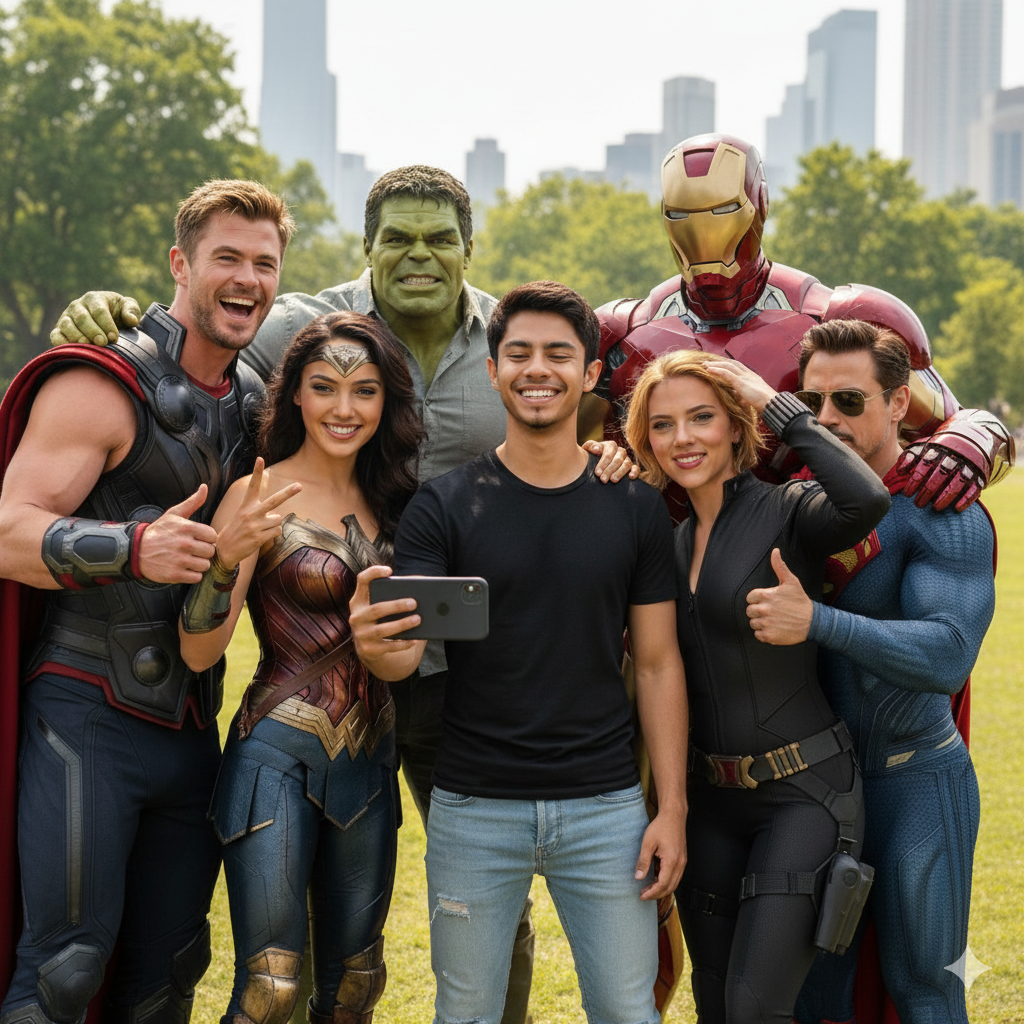 Selfie del grupo Marvel