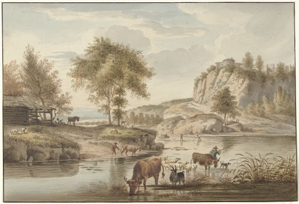 Riviergezicht met vee 1821