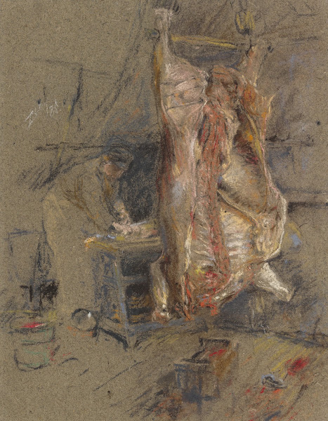 A Slaughtered Ox In A Butchers Shop 1885
