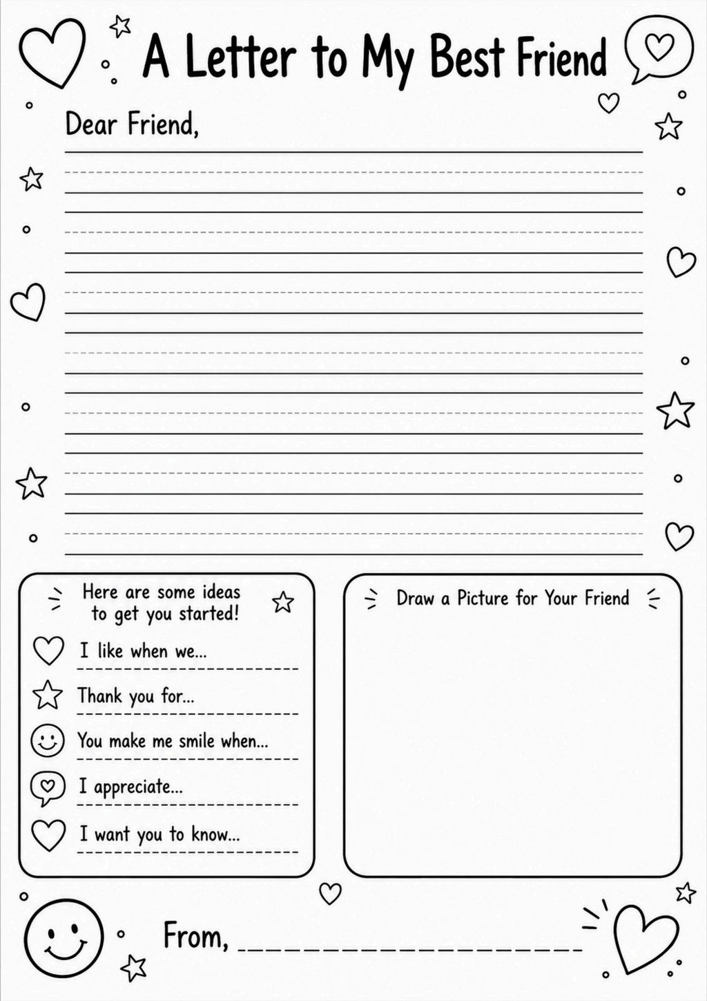 A Letter to My Best Friend Worksheet