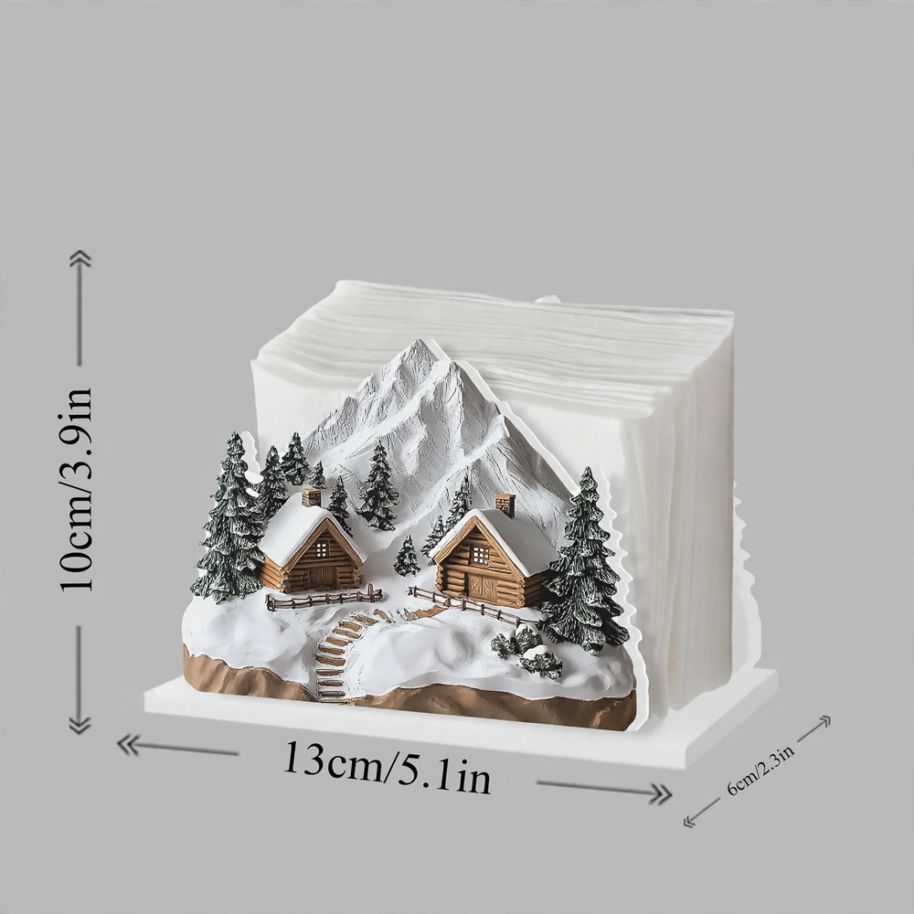 Decorative napkin holder in winter cabin design