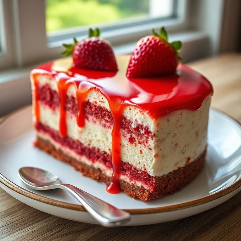 Red Velvet Strawberry Cheesecake Cake Recipe – Easy Homemade Delight finished