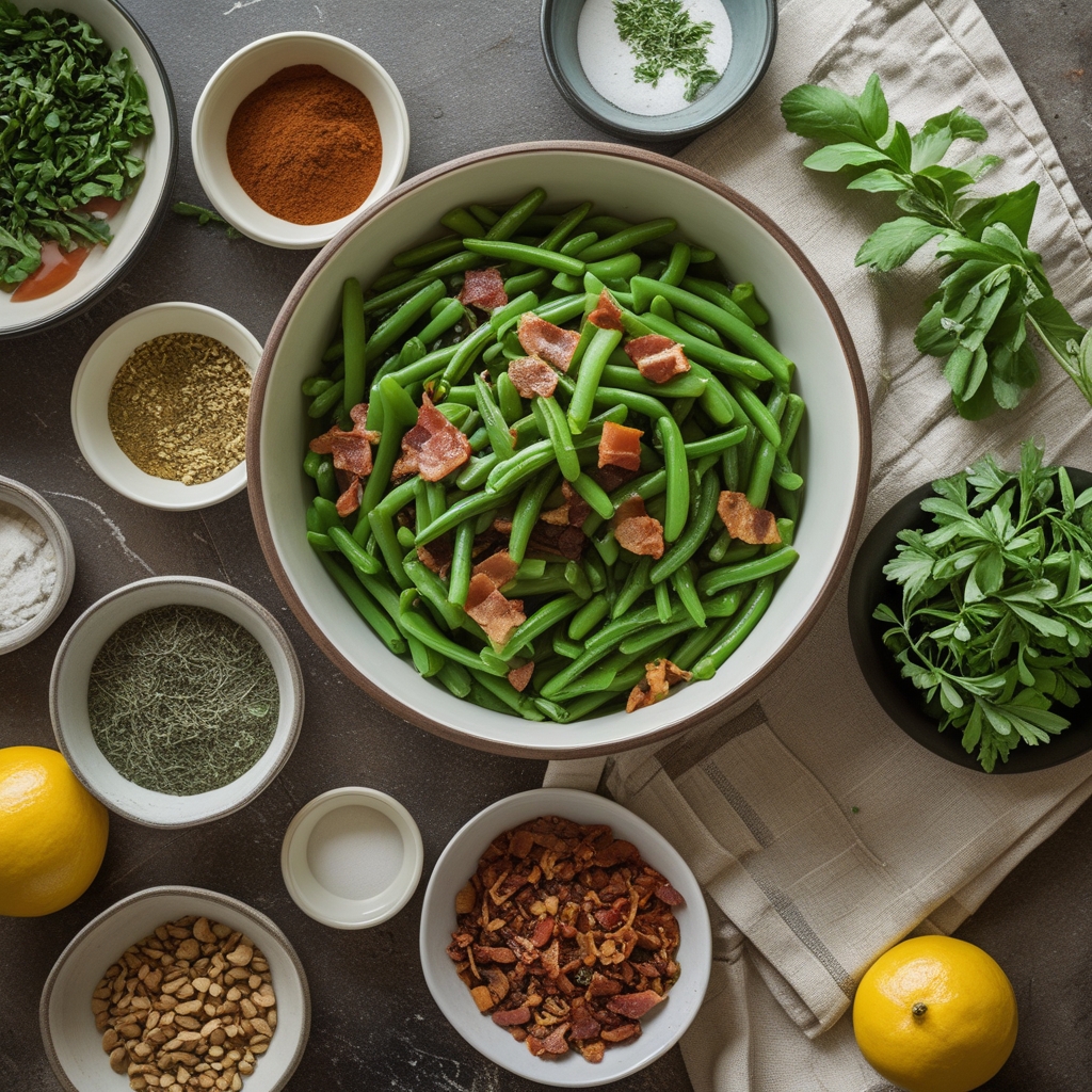 Ingredients for Bacon Loaded Green Bean Casserole - Easy Comfort Food for Weeknights
