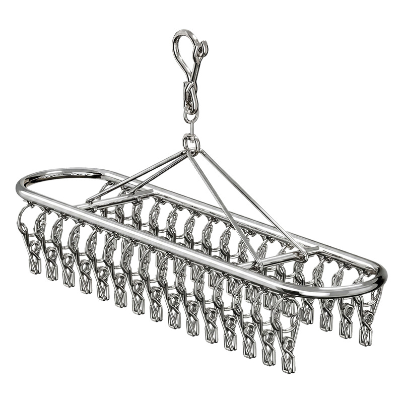 Stainless steel drying rack with 10, 20, or 30 clips