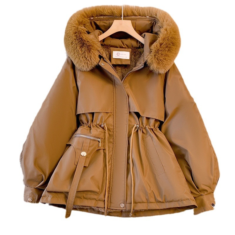 Gefütterte Damen-Parka, warm, mit Kunstfell