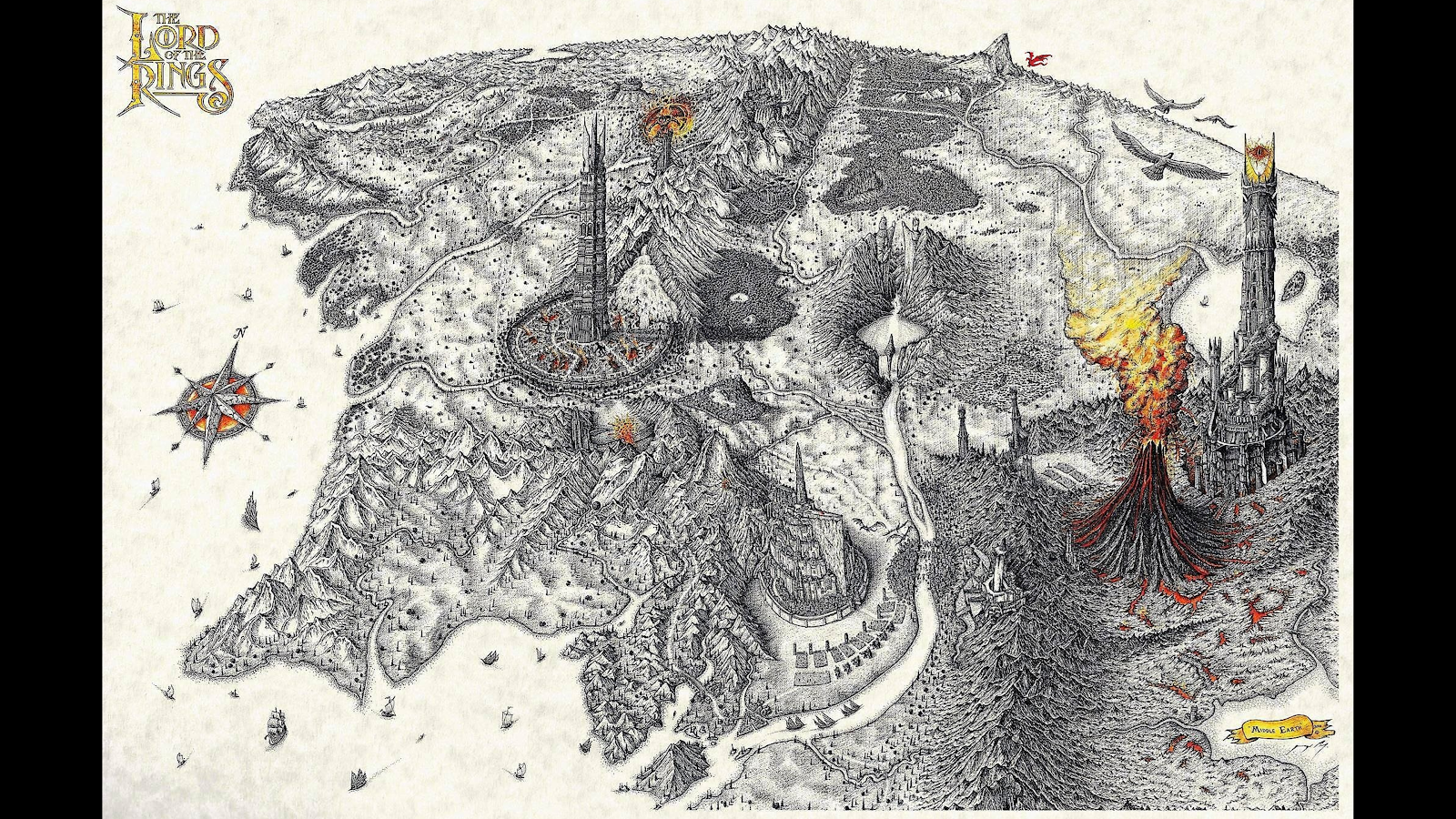 Lord Of The Rings, Middle Earth, Map, Fantasy Art 4K Wallpaper Background (3840x2160)