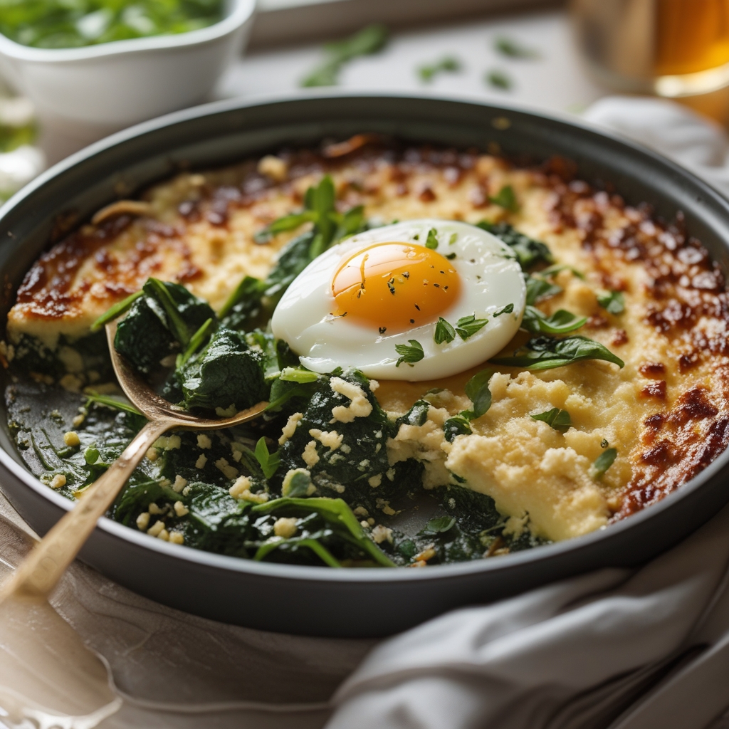 Low Carb Spinach Casserole with Feta and Egg – Easy Low-Calorie Spinach Dish for Keto Fans