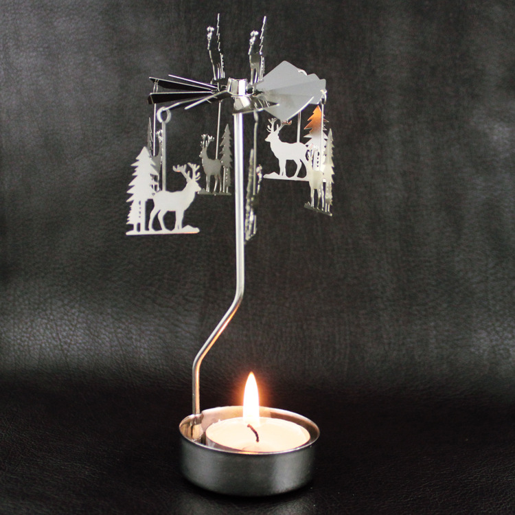 Rotating Metal Candle Holder, 6.7x6.7x17.5 cm
