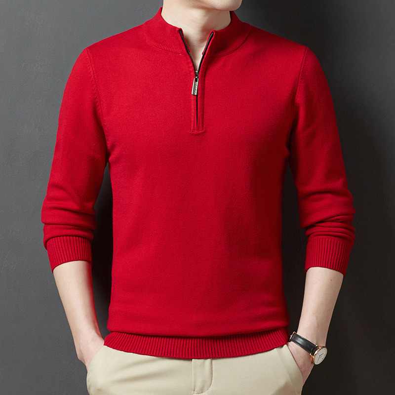 Herren-Strickpullover mit Stehkragen, 350g