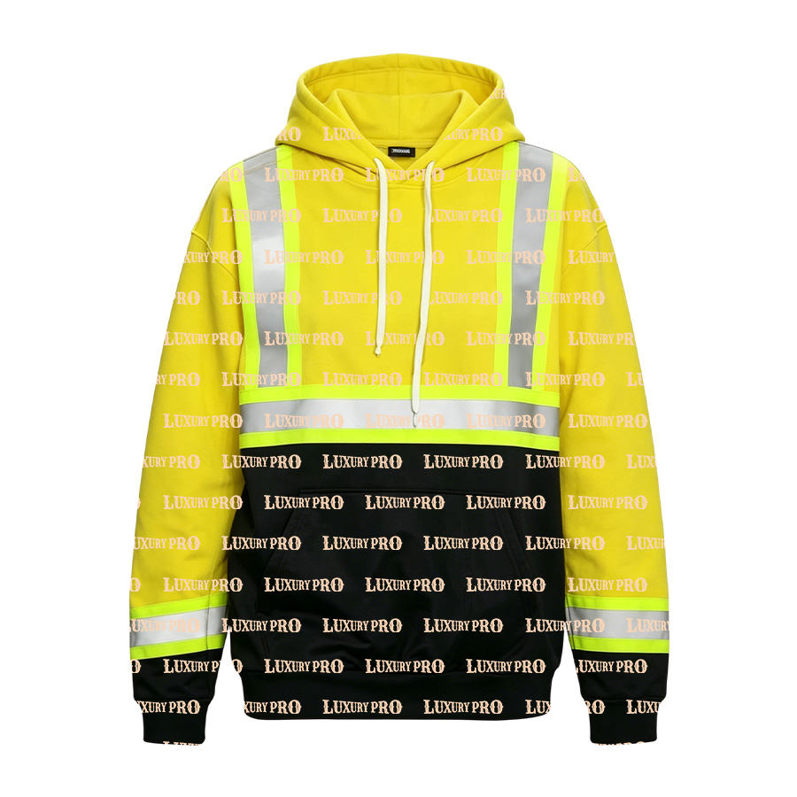 AOP Green & Gray Reflective Stripe Fleece Hoodie