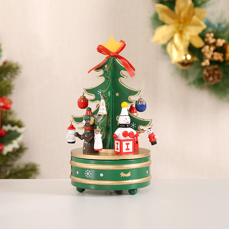 Decorative wooden Christmas tree music box