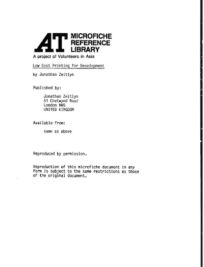 Low Cost Printing For Development 1982