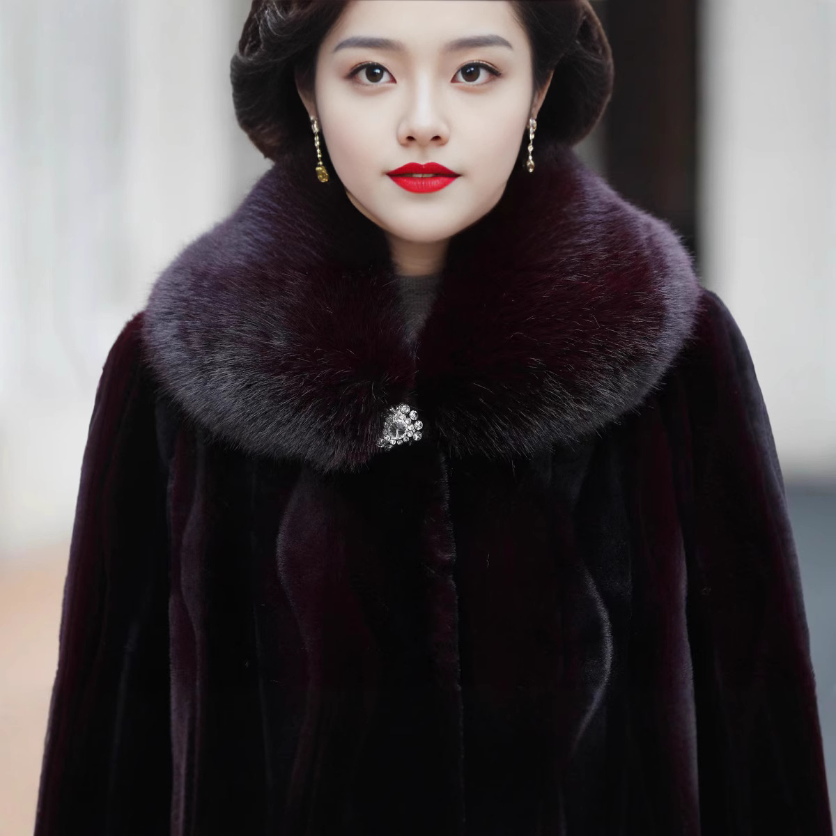 Elegant coat in faux mink