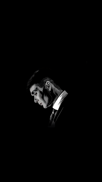 Tommy Shelby Black and White Minimalist Vector Portrait - Free mobile Wallpaper