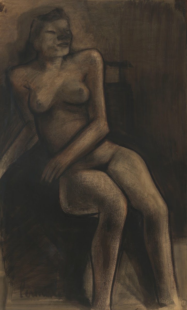 Zittend naakt getiteld Zulma 1946
