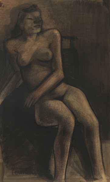 Zittend naakt getiteld Zulma 1946