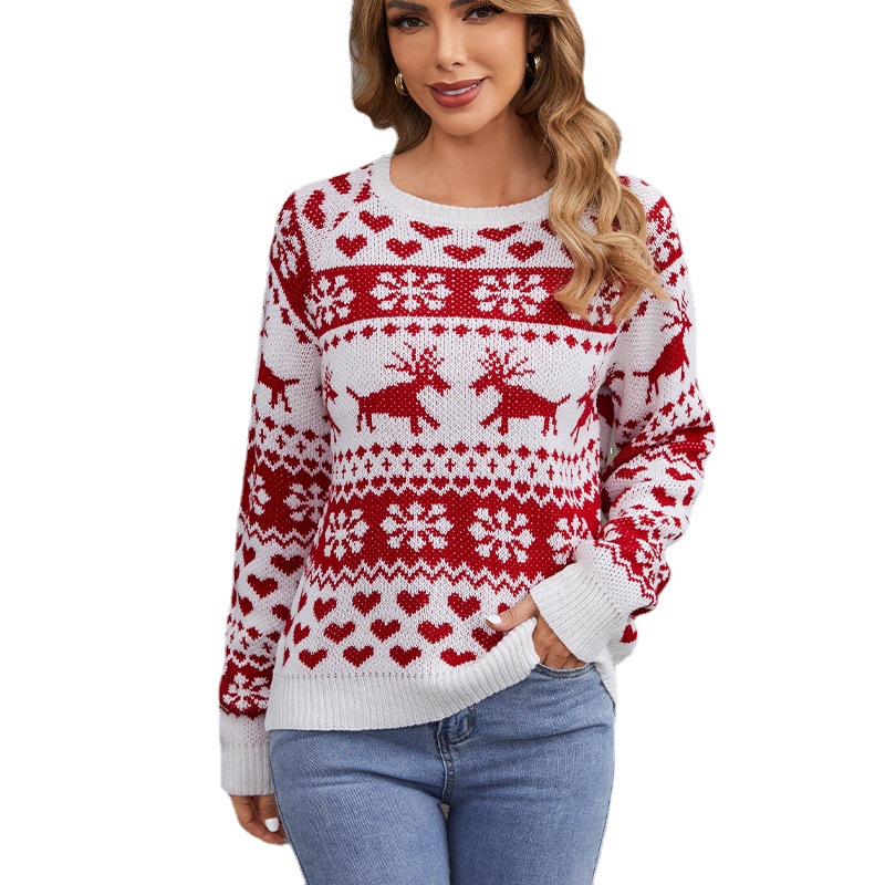 Damen-Weihnachtspullover mit Jacquard-Strickmuster