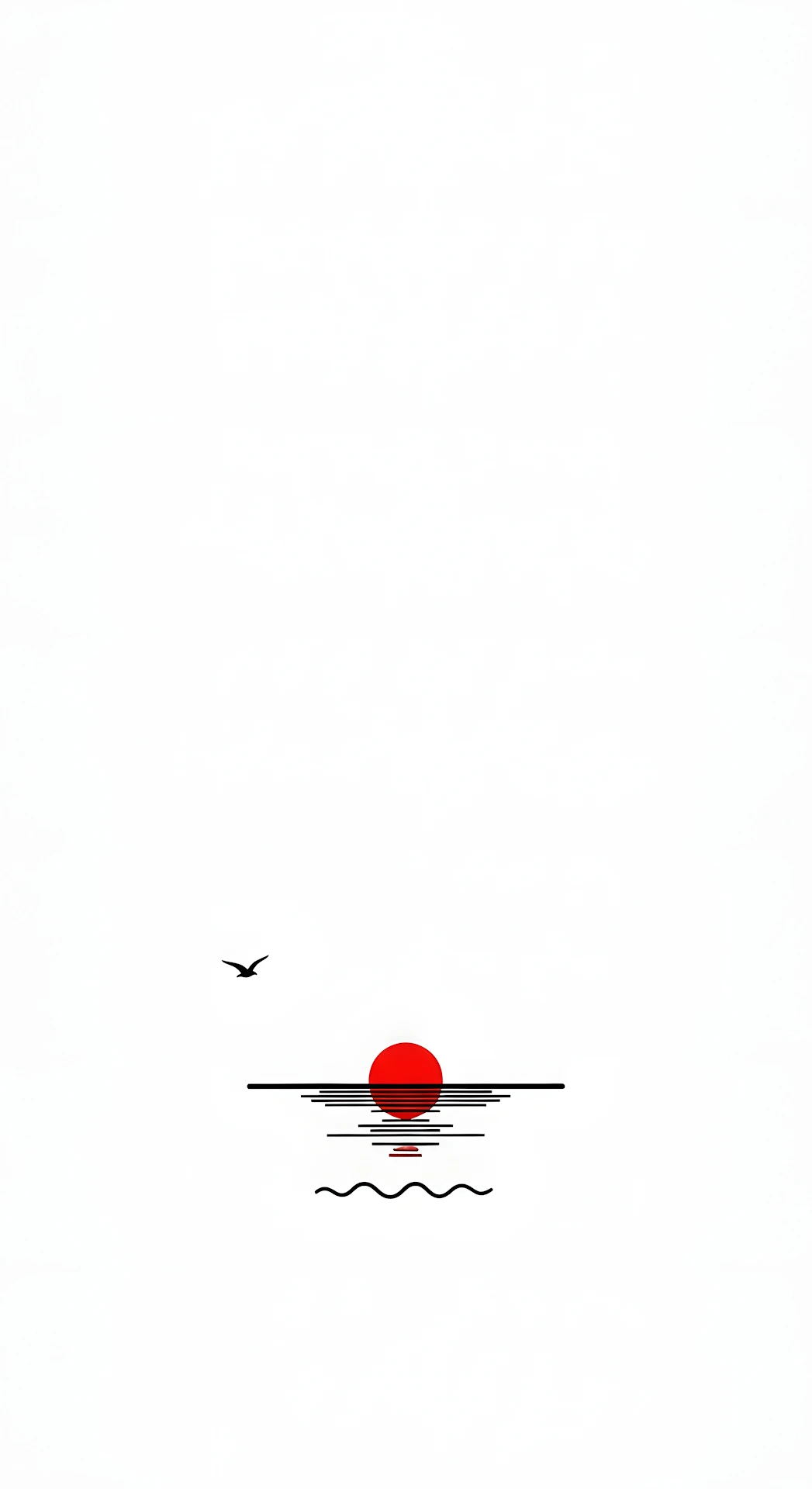 Ultra-Minimalist Red Sun, Horizon Line and Flying Bird Graphic - Free 4K mobile Wallpaper