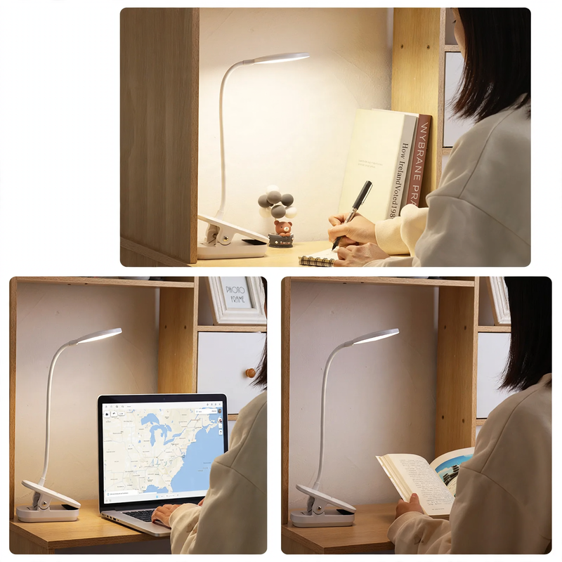 Flexible clamp light for desk and bed