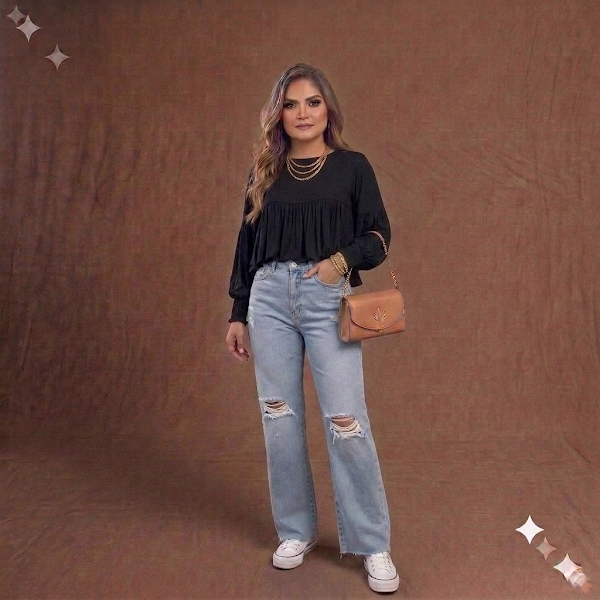 Blusa Estilo Crop Top Negra