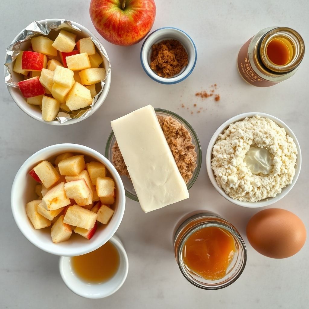 Ingredients for Caramel Apple Cheesecake Bars Recipe – Easy One-Pan Dessert