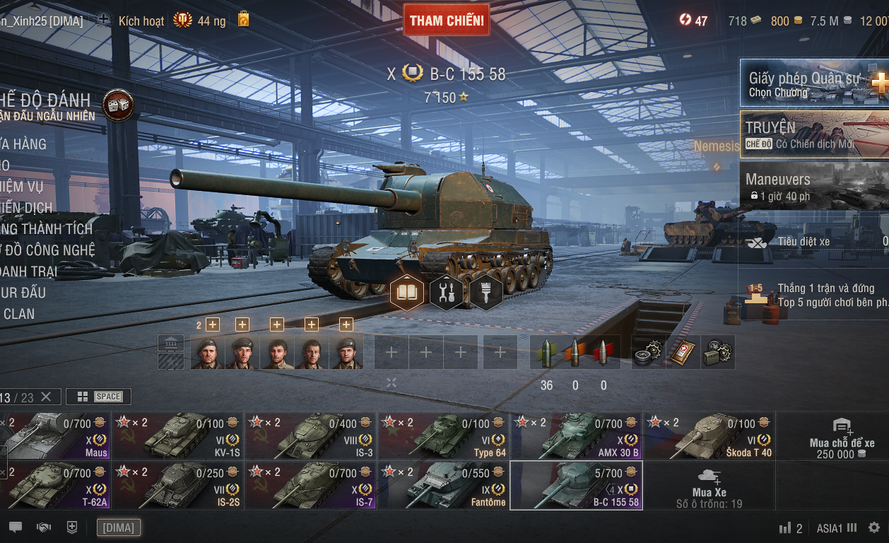Acc World of Tanks PC gồm 5 tank X IS-7, T-62A, Maus, AMX 30...